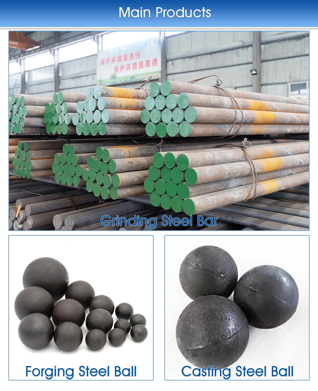 10mm-150mm Grinding Media Forged Steel Ball & Casting Steel Ball